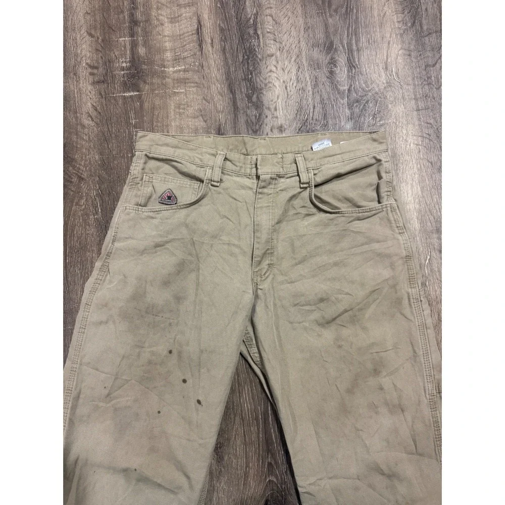 Bulwark FR Khaki Flame Resistant Work Pants CAT2 NFPA 2112 Mens 33x32 Tan